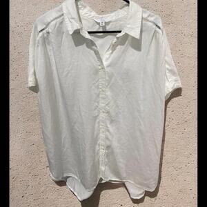 Time & Tru Women's White Button Down Roll Cuff Shirt Size XXL (20) NEW